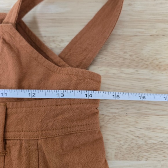 Free People Rust Orange Cotton Suspender Overalls Pleated Trousers Womens Small - Picture 5 of 8